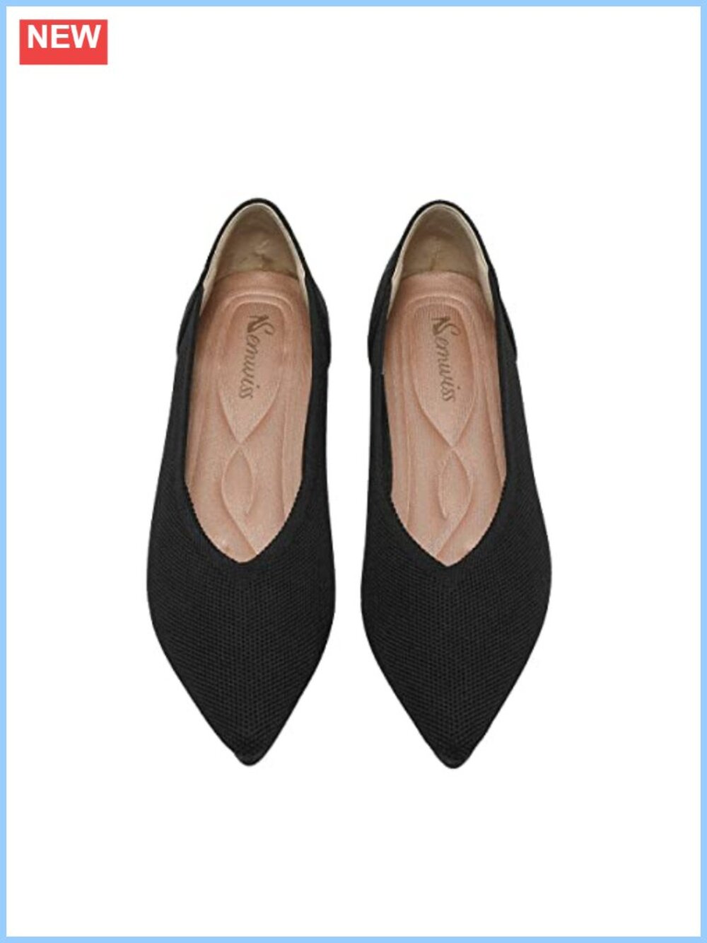 Women's Pointed Toe Ballet Flats Knitted Memory Foam Work Office Shoes